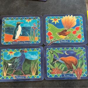 🇳🇿 Jason Products Ltd New Zealand Bird Cork Placemats Set of 6 Vintage